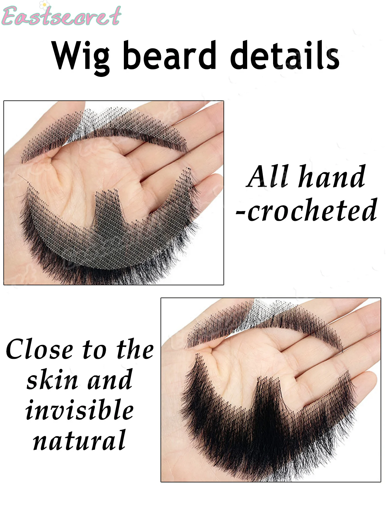 EAST Synthetic Lace Beard Fake Moustache For Men Mustache Hand Made By Real Hair Cosplay Synthetic Lace Invisible Beards