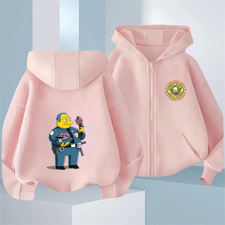 

Bart Simpson Kids 2-14Y Zip Up Hoodie Solid Color Outdoor Wear For Boys Girls Autumn Winter Hot Sale