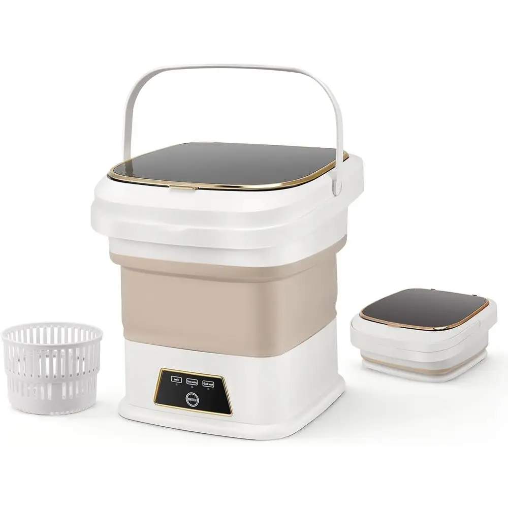 

Портативная стиральная машина 16 л, мини-складная стиральная машина с корзиной для отжима, два режима стирки для небольших загрузок, компактный размер I