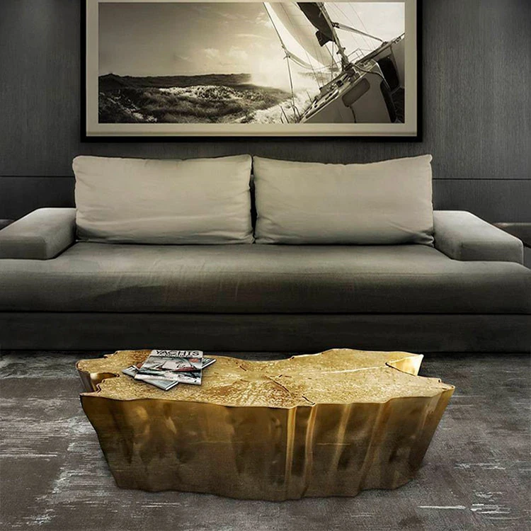 

European High End Coffee Table Living Room Furniture Art Design Center Table Luxury Gold Coffee Table