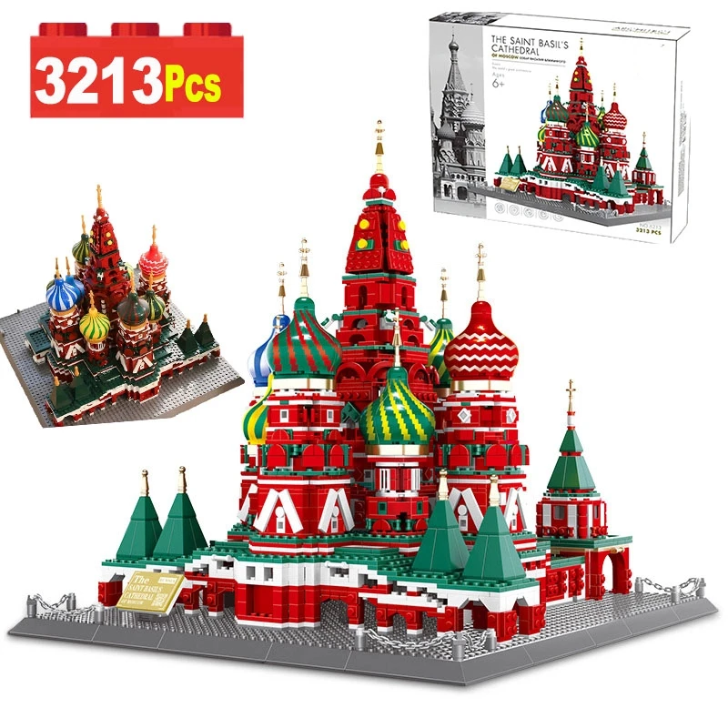 

3213 шт. Городской уличный вид Собор Святой. Базилик в Москве, строительные блоки, модель архитектуры MOC, кирпичи для взрослых, детские игрушки в подарок