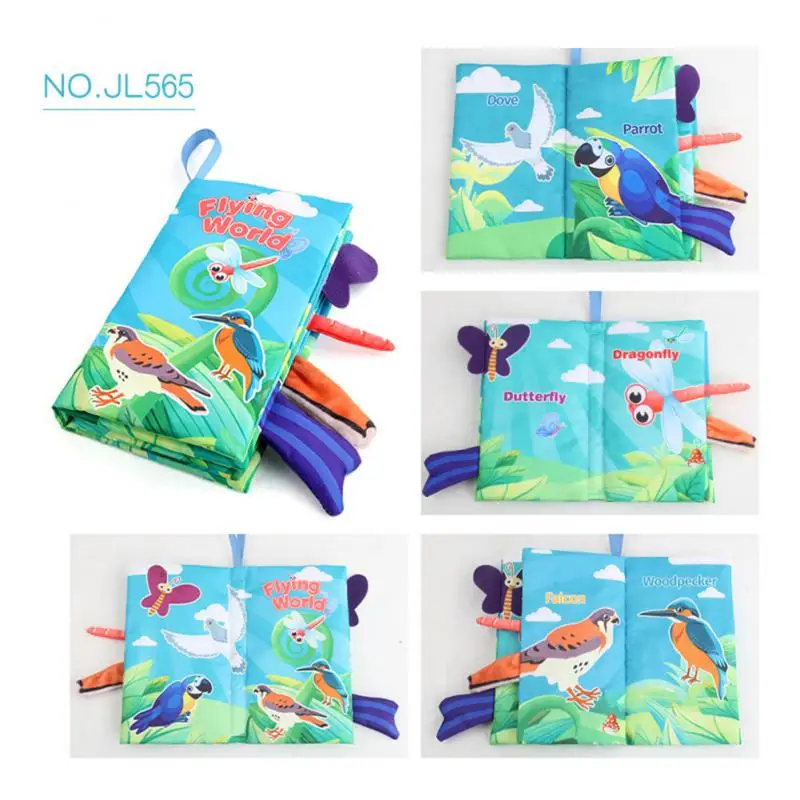 

Early Teaching Toy 4 Pages 8 Sides Cloth Book Baby Sea Land And Air Tail Cloth Book Ocean Forest Flying Animal Palm Book