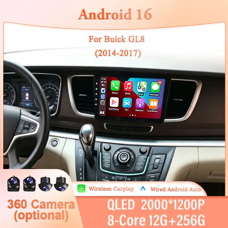 

9" Android 16 for Buick GL8 2014-2017 Car Stereo IPS HD Touch Screen Multimedia Kit Wireless CarPlay GPS Navi BT WiFi DSP Player