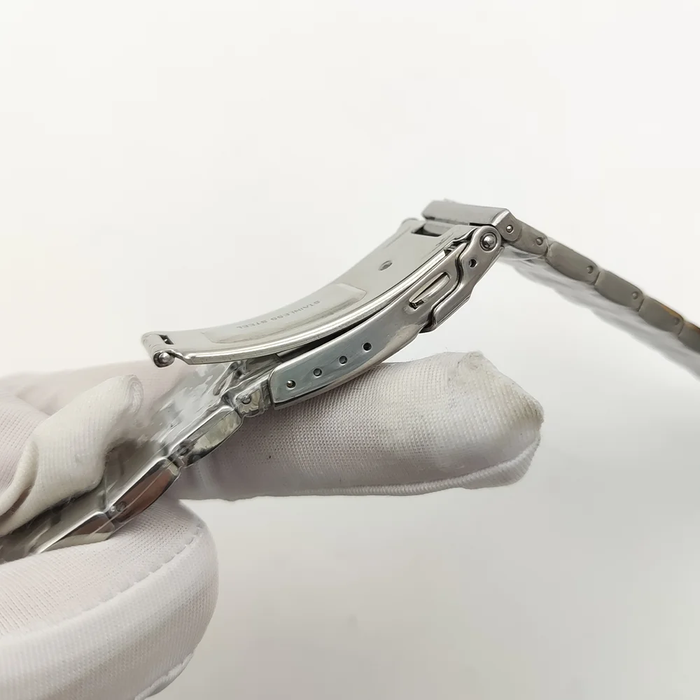 Correa de acero inoxidable para reloj de hombre, accesorio de 20cm, 22mm de ancho, correa de cuentas triples