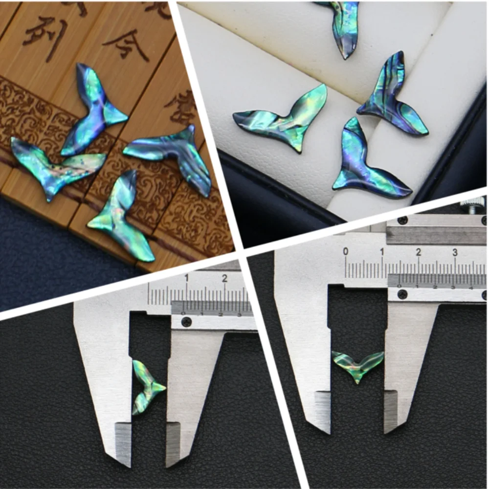 

Fishtail Shape Natural Abalone Shell Nonporous Beads Resin Drip Glue Process DIY Exquisite Ring Surface Jewelry Accessory 5 Pcs