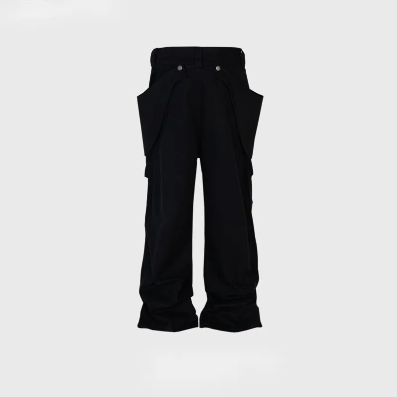 HKSH Spring Autumn New Man Trendy Dark Punk Straight Detachable Functional Pockets Wide Leg Casual High Street Ins Pants HK14249