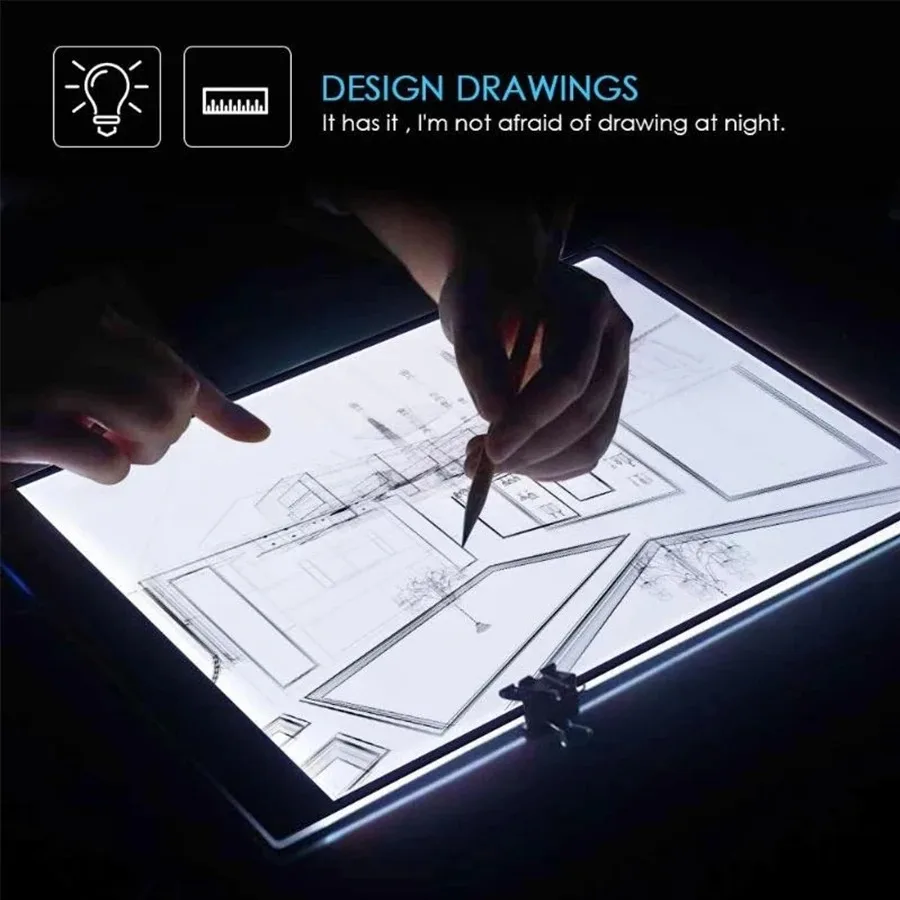 LED Copying Table Children Drawing Board Transparent Copying Table Adjustable Brightness Night Light Notebook