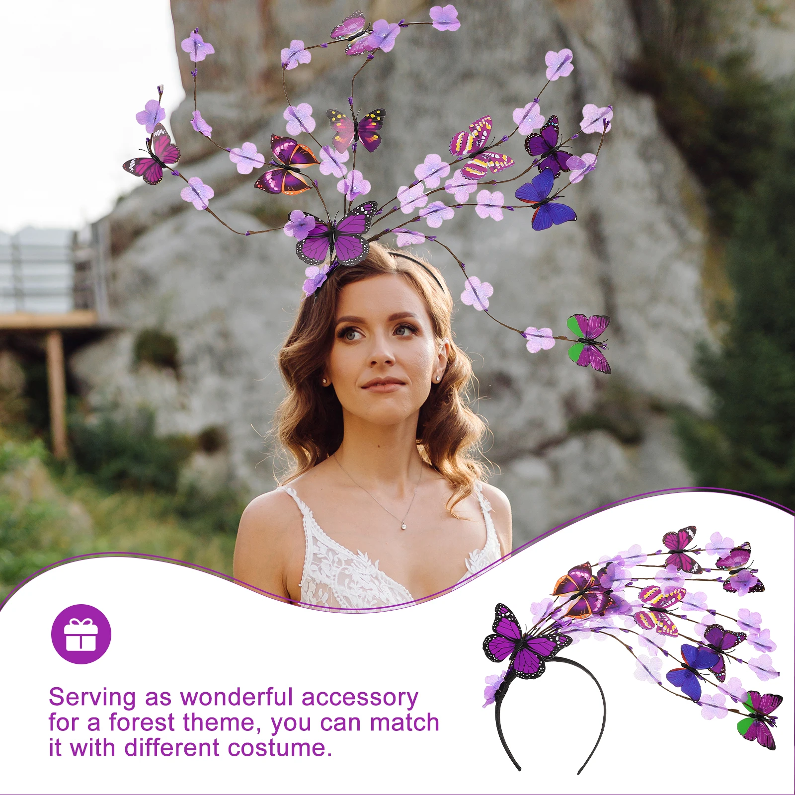 

Headband Butterfly Costume Hairband Festival Party Theme Women Girls Decorative Headpiece Hoop Accessory