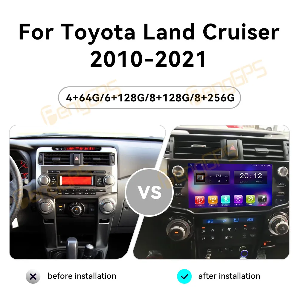 9 Inch Android 14 Car Radio CarPlay For Toyota Land Cruiser 2010-2021 Touch Screen Multimedia Player GPS Navigation Head Unit BT