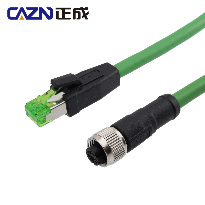 Ethernet M12 to RJ45 Connector 4 pin D code Female to RJ45 Waterproof Industrial Ethernet Sercos  Applicatiion