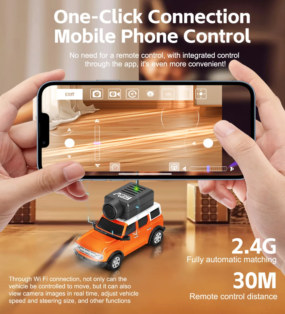 

WLtoys RC Cars 1:64 Mini 6405 HD Camera RC Racing Car Toy 120° Wide Angle 2.4G 720P Single Antenna Mobile APP Control Dual