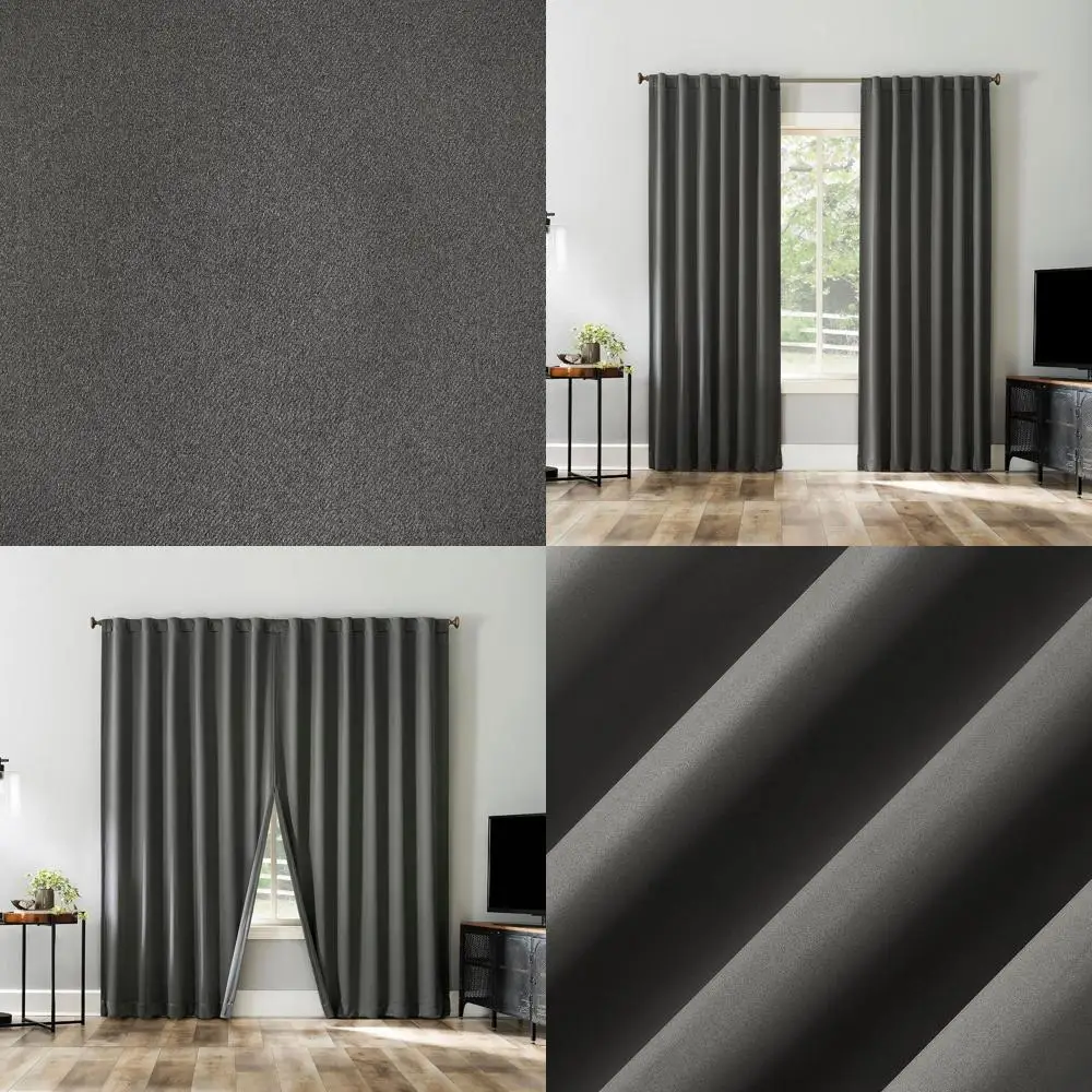 

Gray 52x96 2-Piece Magnetic Back Tab Blackout Curtains with Pleated Design