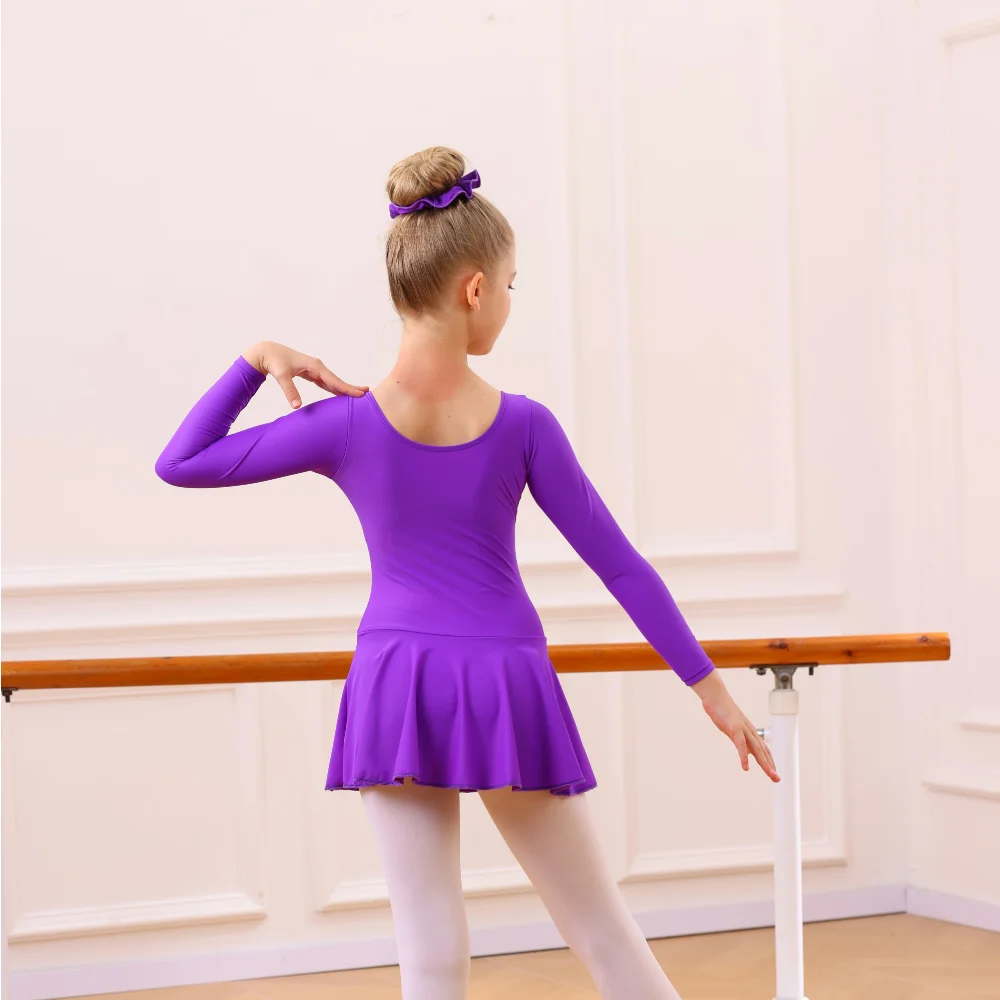ชุดบัลเล่ต์แขนยาวสำหรับเด็กผู้หญิง ชุดยิมนาสติก ชุดเต้นรำ ชุดบัลเล่ต์เด็ก - ชุดเต้นรำที่สง่างามสำหรับเด็ก