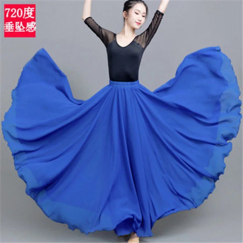Cos 720 graden grote schommel dubbellaags chiffon vakantie strand rok dansjurk klassieke dansvoorstelling jurk Xinjiang