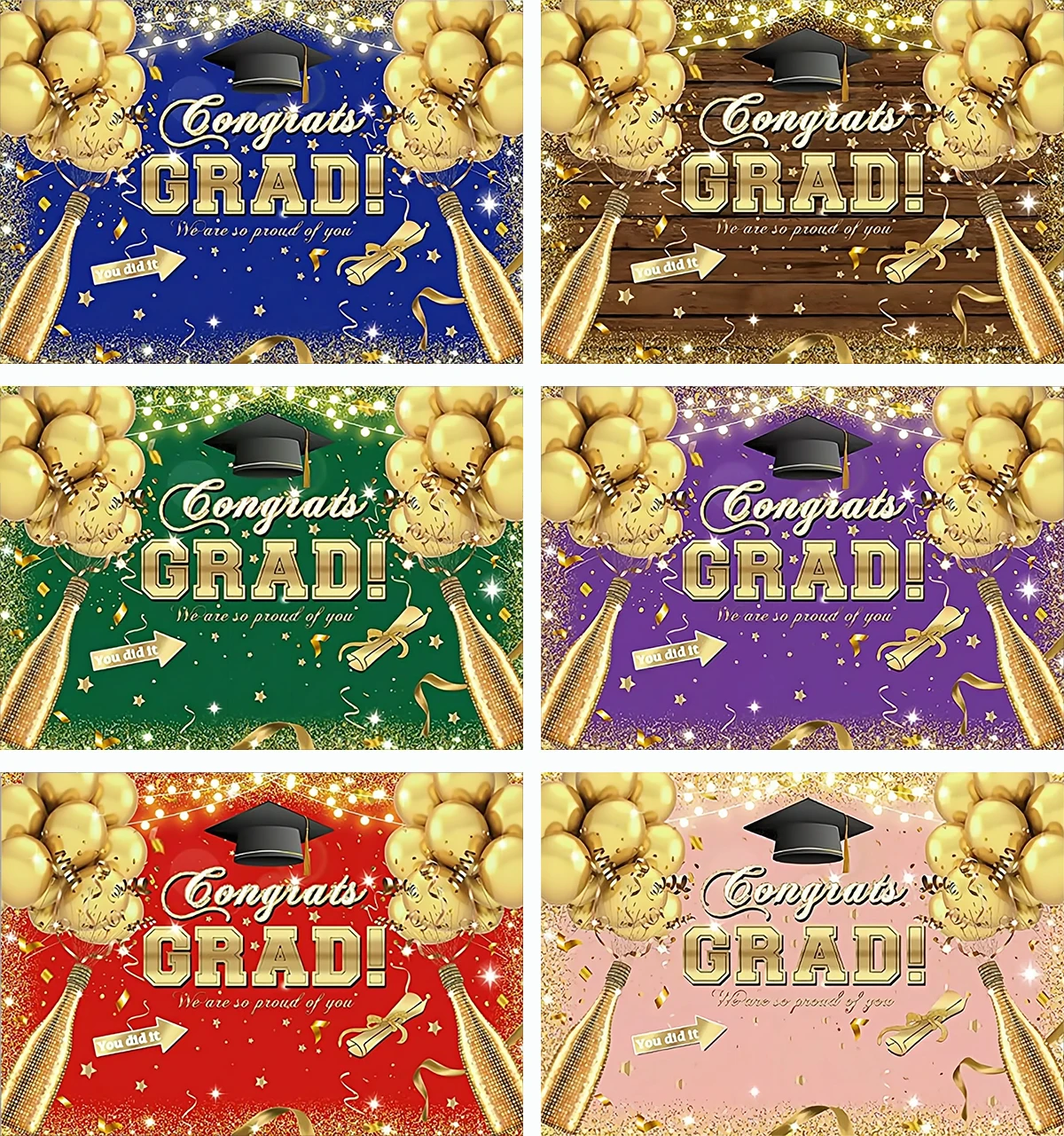 Graduation Background Hat Balloon Fireworks Blue Graduation Party Decoration Banner Congratulations on Graduation Background