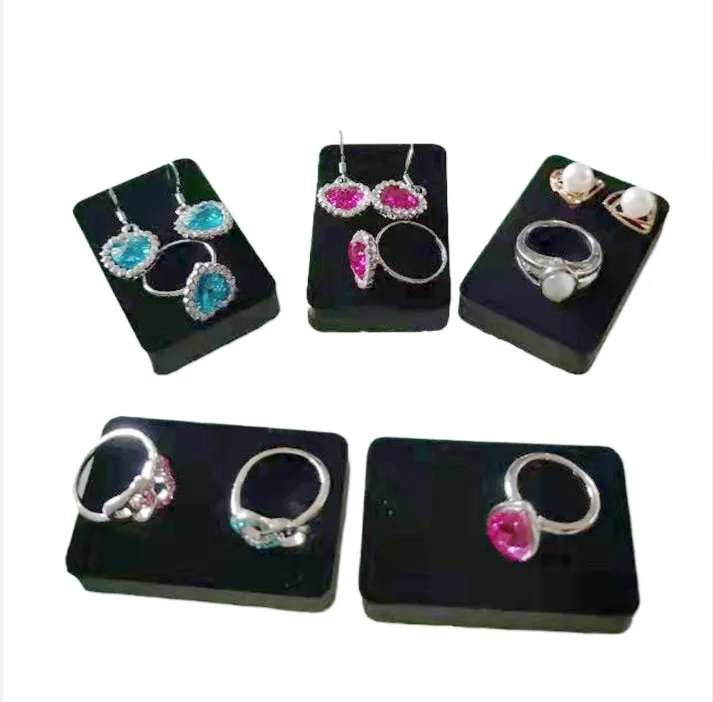 

4Pcs Soft Sponge Earring Jewelry Storage Stand Black DIY Stud Jewellery Hook Organizer Bracelet Ring Display Holder Block Sheet