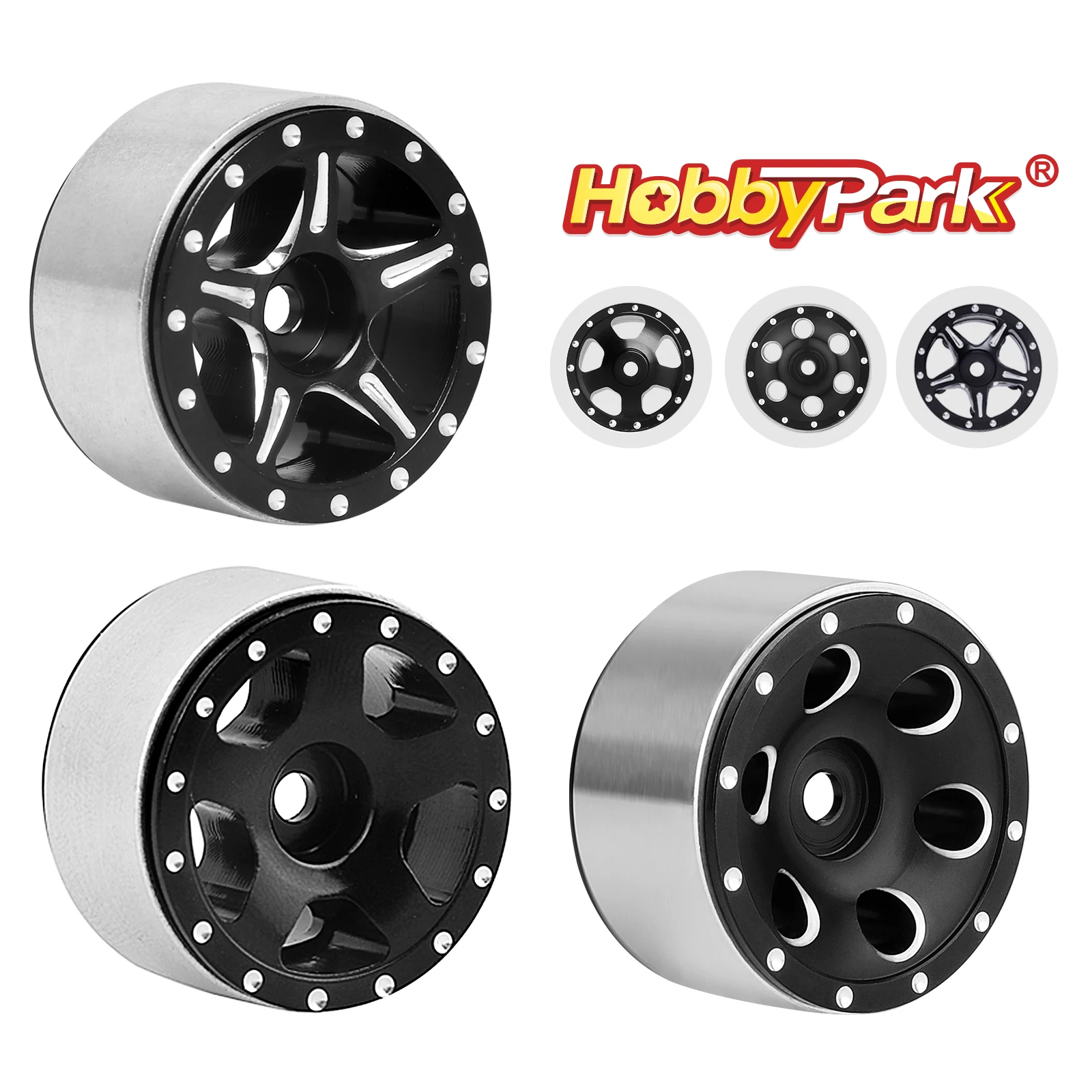 Hobbypark Premium1.0 Alumimum Beadlock Wheels for 1/18 1/24 RC Crawler Car RC Accessories