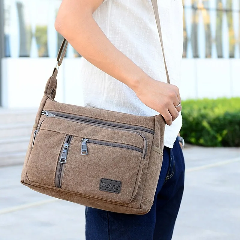 Bolso de negocios Retro de ocio al aire libre, bolso de lona de alta capacidad, bolso de hombro de versión Simple, bolso de paquete Diagonal para hombres, bolso grande