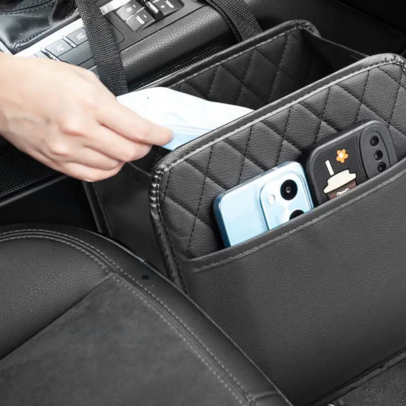 Car Backseat Organizer Leather Pu Leather Multi-Pocket Storage Box High-Capacity Multifunctional Organizer With Cup Holders Car