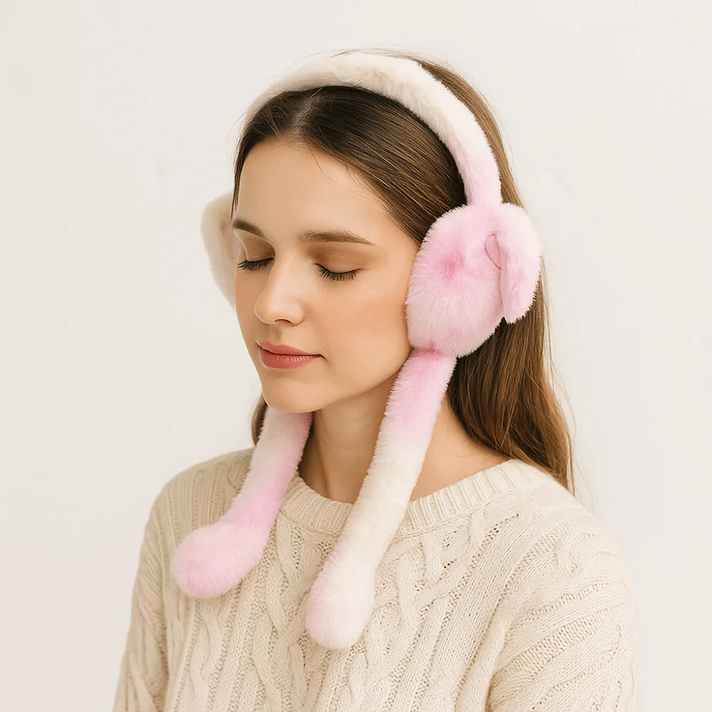 Cute Rabbit Ear Muffs Soft Moving Jumping Ears Ear Protection Cover Colorful Ear Warmer for Women Girls