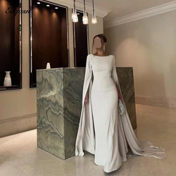 Wed Party Dresses for Woman Mermaid Satin Draped Long Sleeve Luxury Evening Gala Prom Dress Saudi Dubai Formal Gown Customized