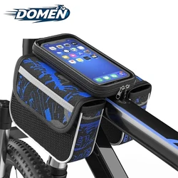 DOMEN Bicycle Top Front Tube Frame Bag Waterproof MTB Road Bike Storage  Phone Touch Screen Pannier Bag Bike Accessories