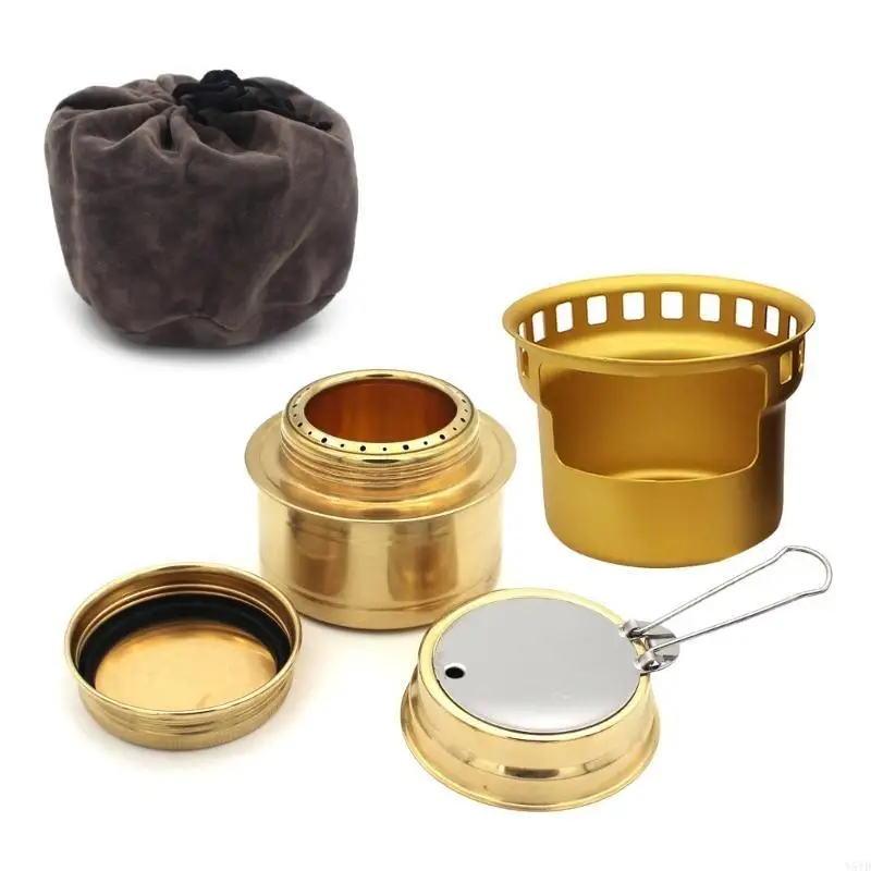 

Y51D Windproofs Mini Alcohols Stove Light weights Brass Burners Picnics BBQ Furnaces