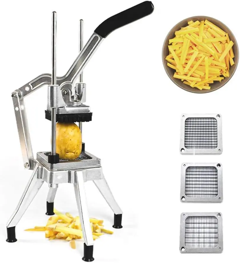 

Commercial Potato Cutter with 3 Blades, Stainless Steel Vegetable Fruit Dicer for French Fries Onion Tomato