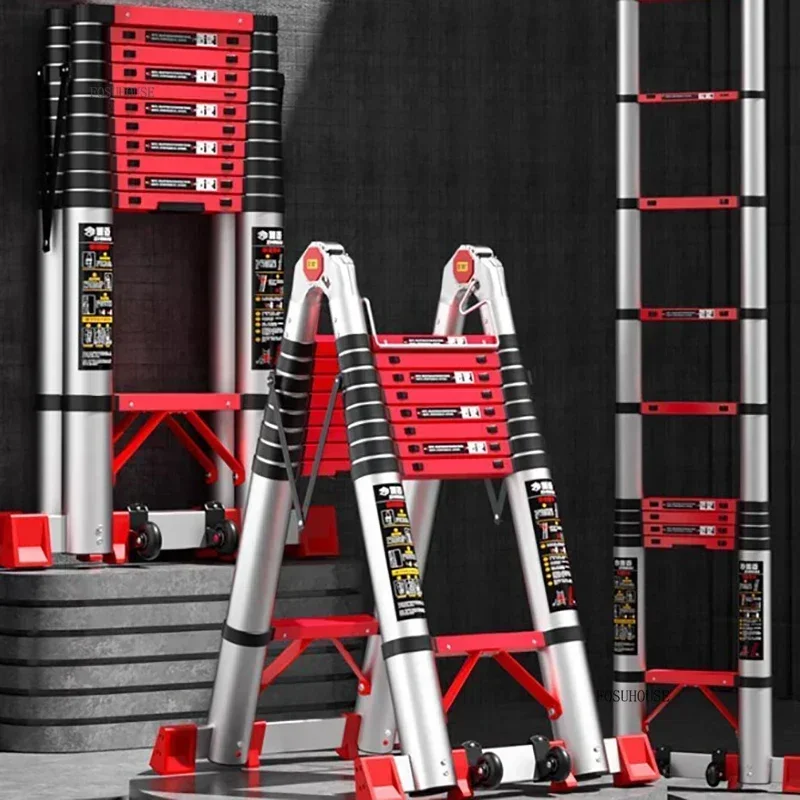 Folding Ladders Multifunctional Lifting Step Ladders Home Herringbone Telescopic Ladder Aluminum Alloy Portable Engineering