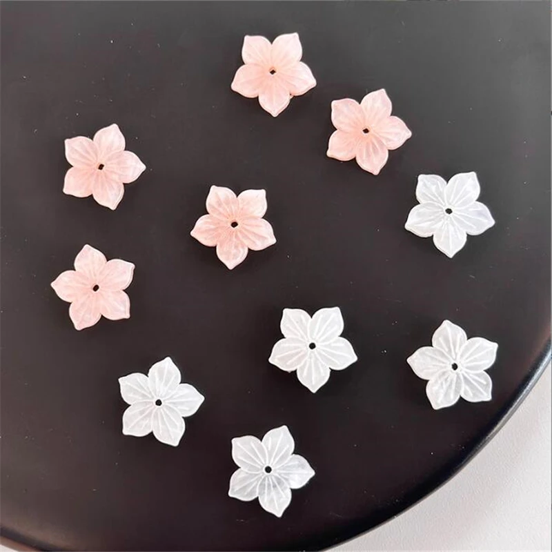 20Pcs New Acetic Acid 15MM Craved Flower Beads Acrylic Charm Connector Diy Earrings Hair Jewelry Making Accessories Ornament