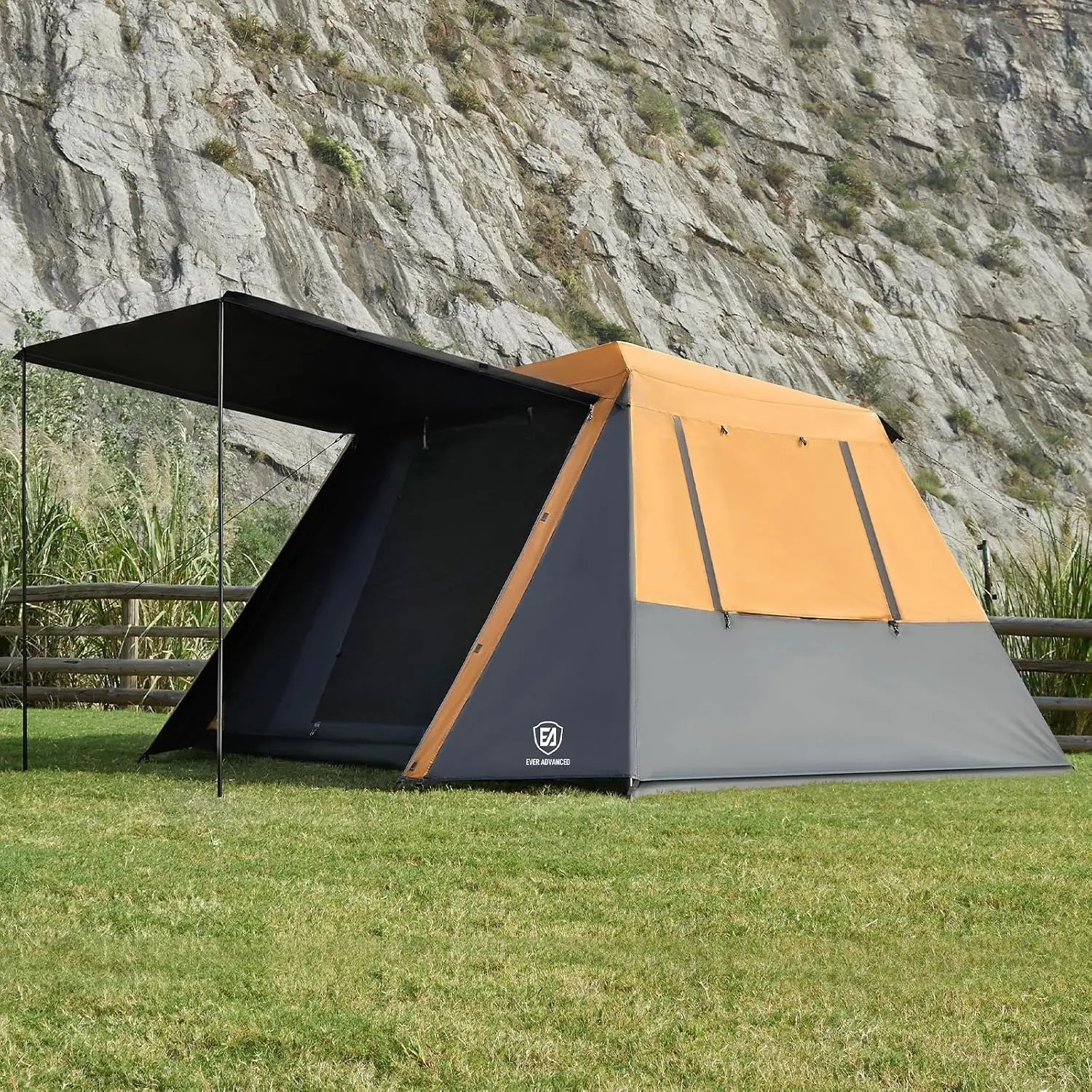 Blackout 6 Person Camping Tent, Instant Cabin Tent for Family with Vestibule and Large Mesh Windows, 60s Easy Setup, Double