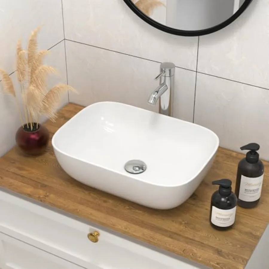 

18.3'' x 13'' Bathroom Vessel Sink Porcelain Ceramic Wash Basin Vanity Above Counter Oval Sink Lavatory Art Basin