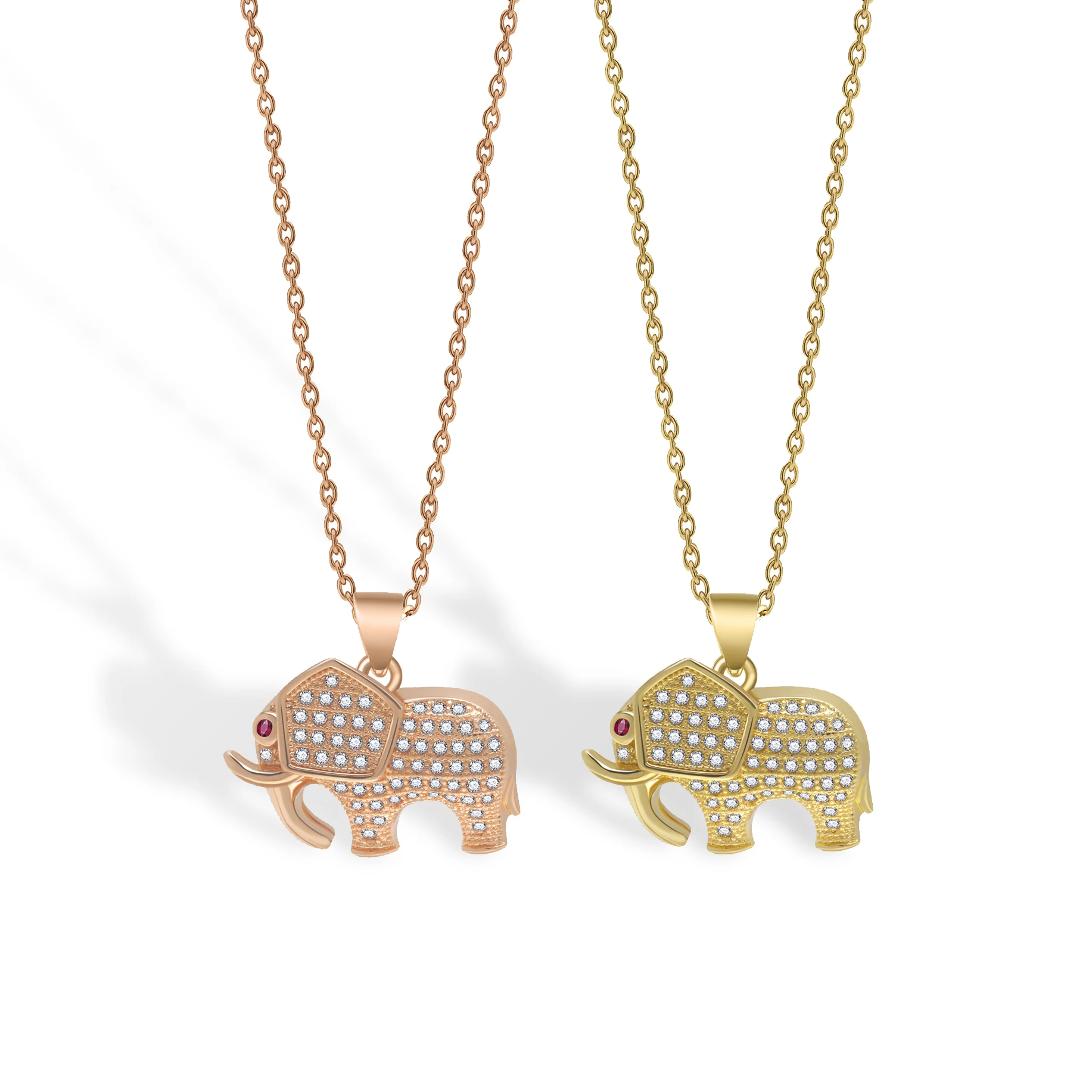 AAA Cubic Zirconia Stones Brass Lovely Cute Elephant Pendant Necklace Choker Women 2022 New Fashion CZ Copper Animal Jewelry Her