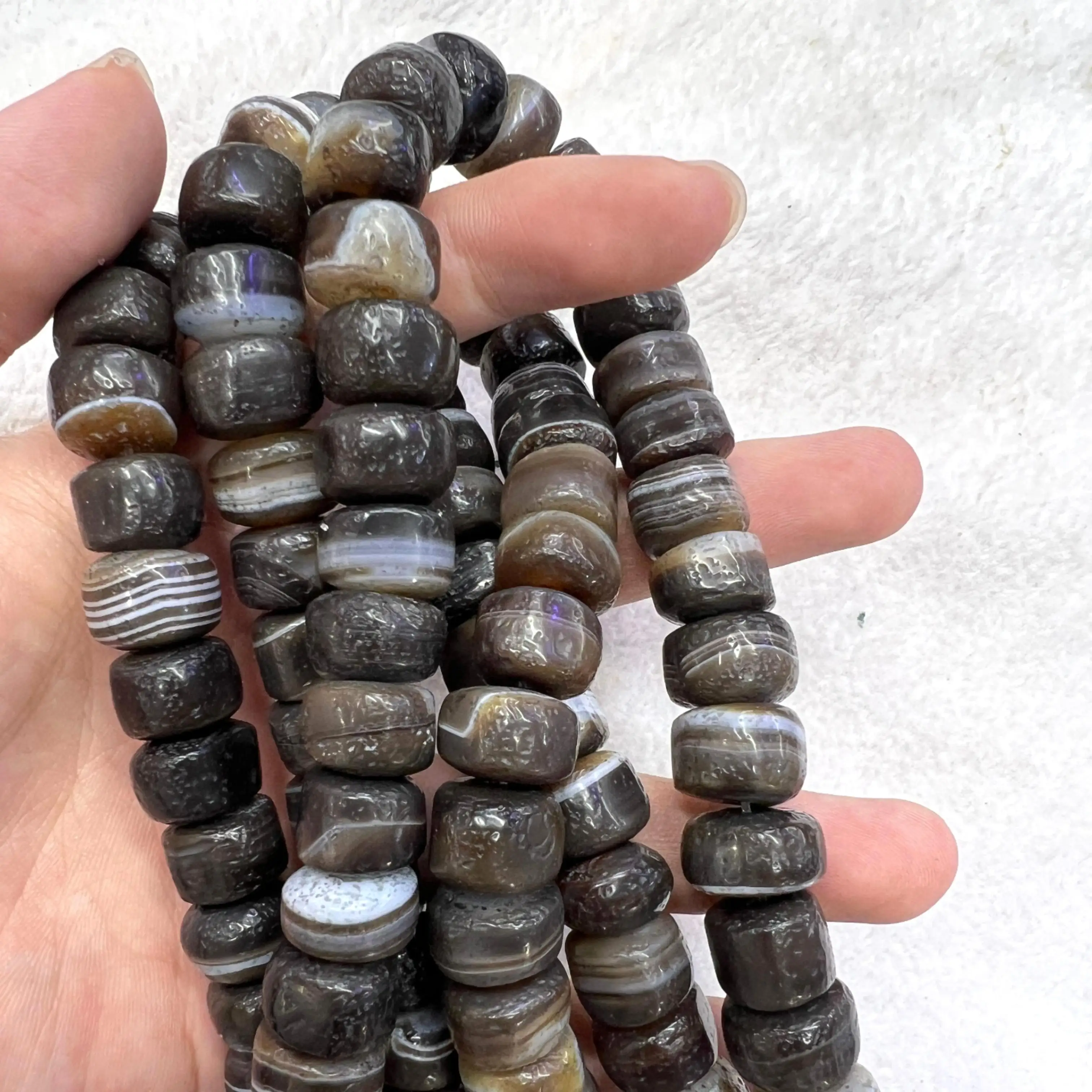 Ancient Agate Stone Beads Coffee Natural Stone Spacer Bead Beaded 15'' Strand For DIY Jewelry Making Bracelet 10*12mm