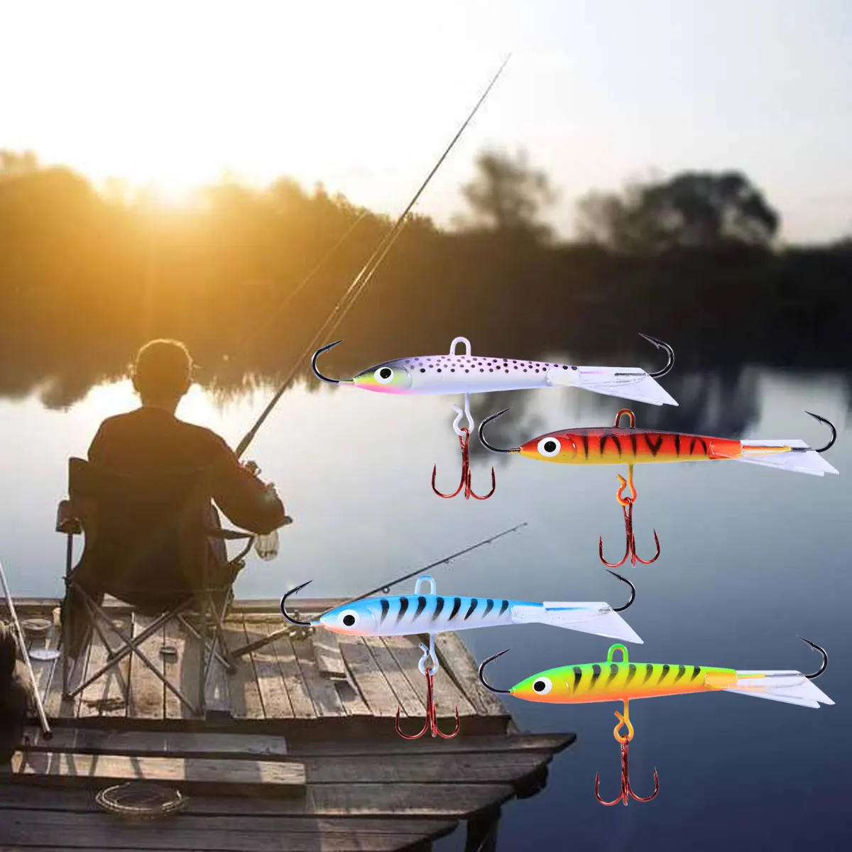 

4Pcs 83Mm Mini Metal Fishing Lure Bait Vivid Simulation for Bass Pike Salmon Yellow Perch Artificial Hard Lure Rotating Tail