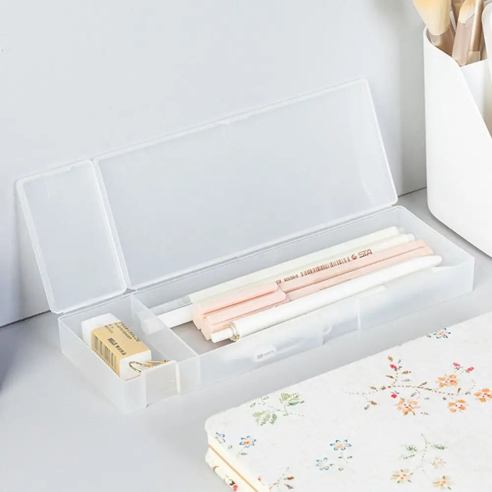 

Простой пластиковый пенал S/M/L, матовая коробка для ручек, полупрозрачный многофункциональный органайзер для канцелярских принадлежностей для студентов