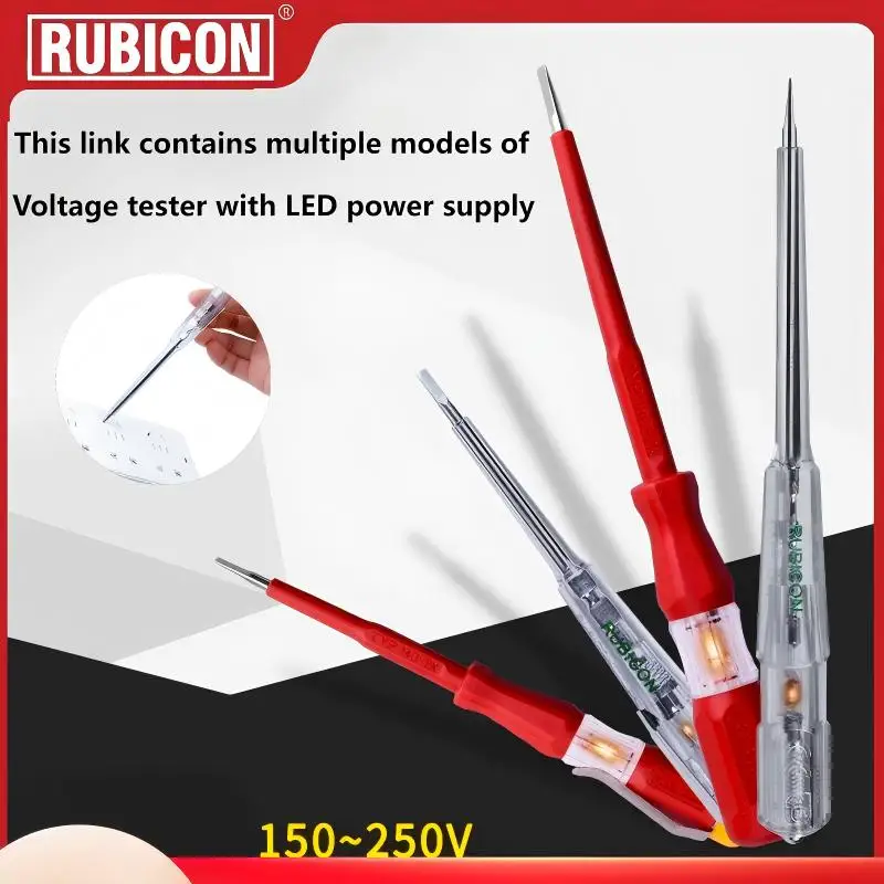 RUBICON RVT-111/112/211/212 JIS Voltage Tester Pen 220-250V LED Slotted 3.0mm VDE Approved Electrician Test Pencil
