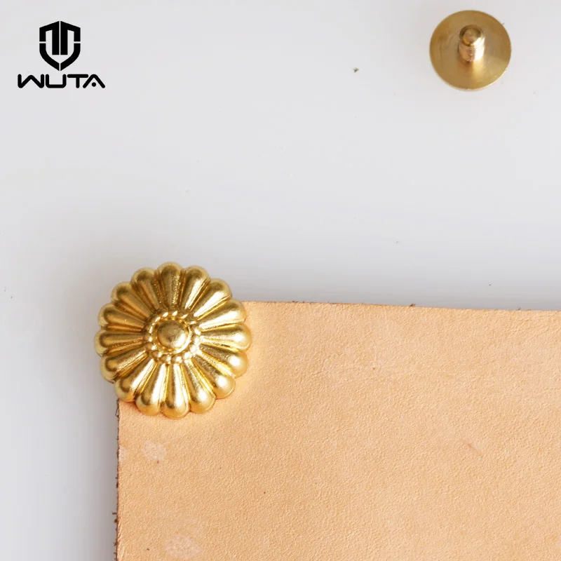 WUTA 10 Pcs 단단한 황동 국화 스크류 백 리벳 스터드 버튼 장식 DIY 가죽 공예 안장 벨트 지갑 가방 장식 썸네일 4