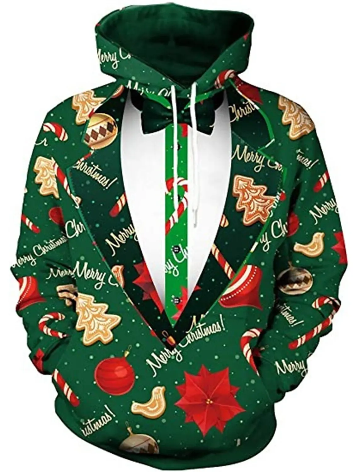 Men's Hooded Hoodies Prints Merry Christmas Theme Graphic Sweatshirt Drawstring Long Sleeved Streetwear Tops Men's Clothing