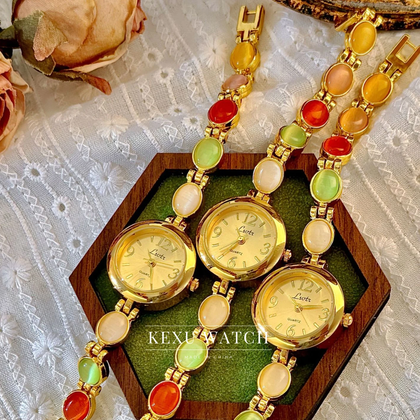 

Оптовая продажа часов LSVTR, изящные женские часы с браслетом из натурального камня, модные золотые кварцевые наручные часы с овальным циферблатом