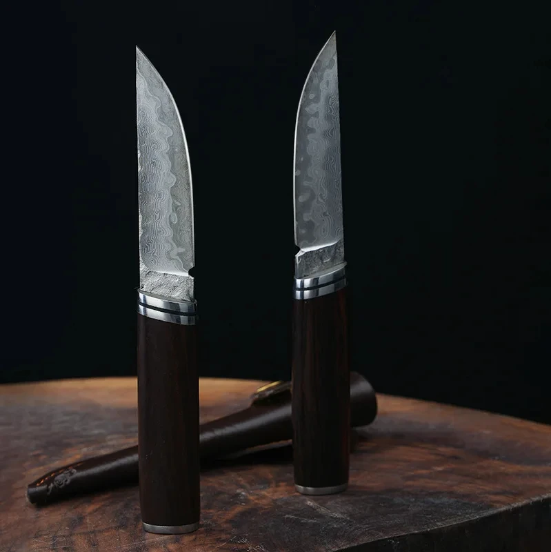 3 Inch Sharp Kitchen Knife Damascus Pattern 10Cr15MoV Stainless Steels High Hardness Knife Quality Carving Chef Knives