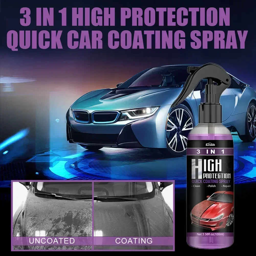 100/30ML Ceramic Spray Coating Sprayer Gloss Shine 3 in 1 High Protection Quick Ceramic Coating Nano Spray Polishing Spray