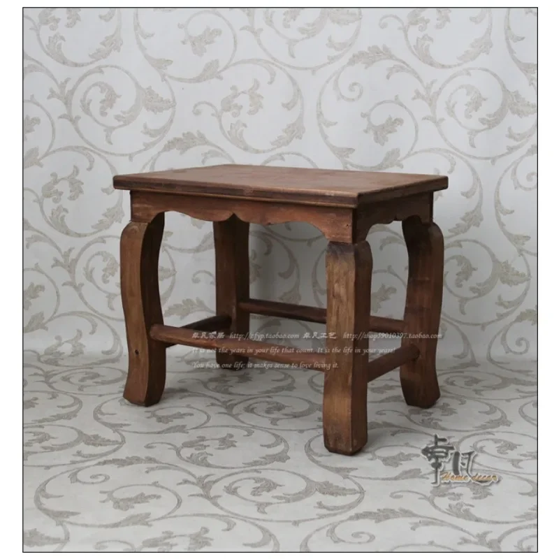All solid wood retro decorative small bench practical and environmentally friendly handmade old adult shoe change laundry square