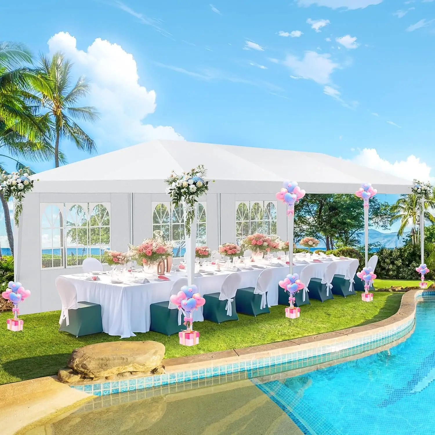 10x30 Party Tent 300 Sq Ft Outdoor Canopy White