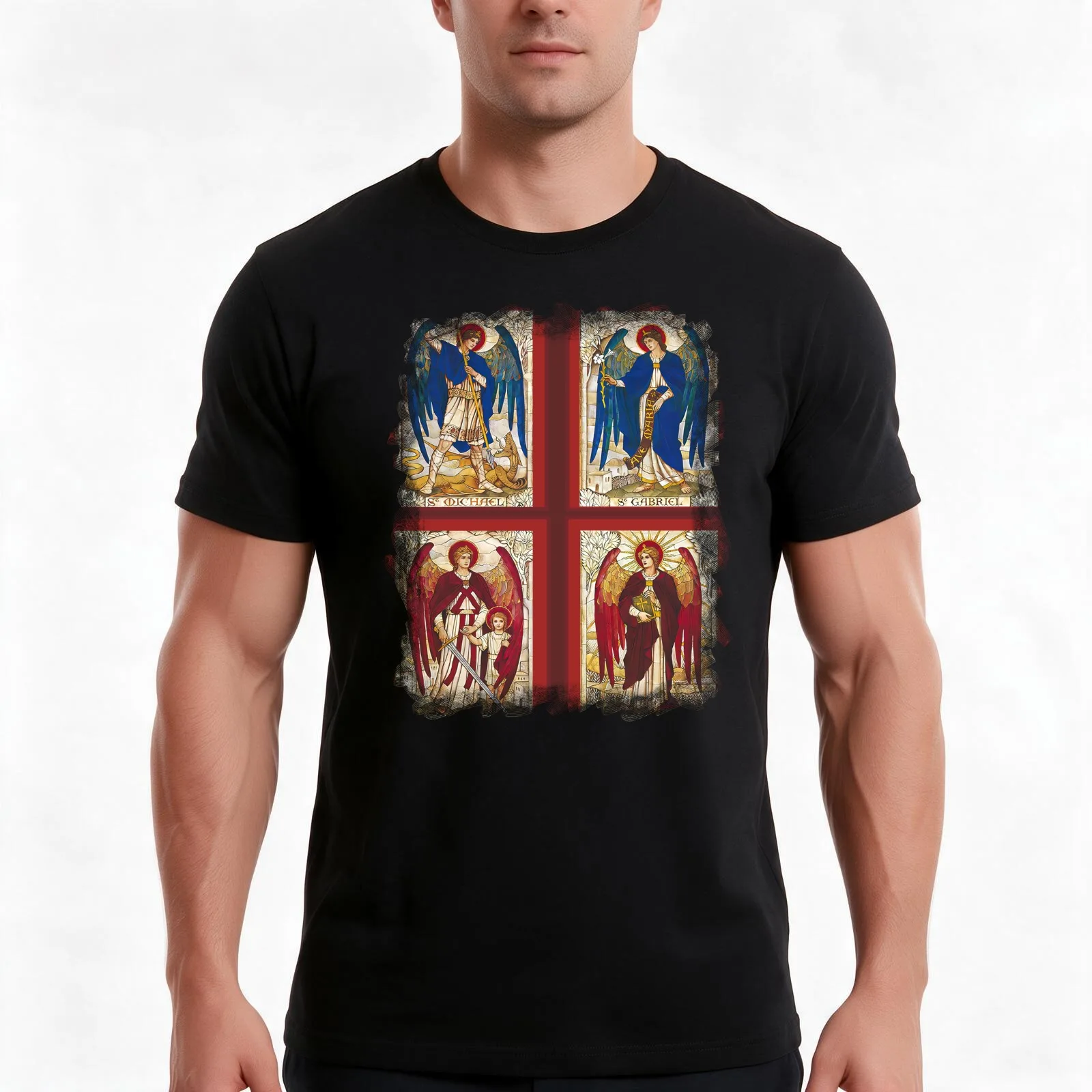 St MIchael St Gabriel St Raphael and Uriel Archangel Angel Saint T-Shirt Summer Casual Cotton Tee Oversized Streetwear Tops