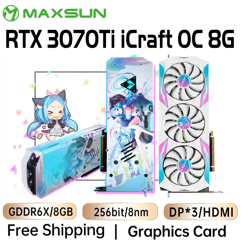 MAXSUN  Graphics Cards Full New GeForce RTX 3070 Ti iCraft OC 8G GDDR6X GPU 8nm NVIDIA Computer PC 256Bit DP*3 Gaming Video Card