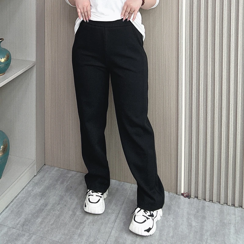 

Elastic Waist Casual Pants for Women, Loose Sweatpants, Straight Leg Sports, Full Length, 3D Cutting, New, Fall, Winter, 7001