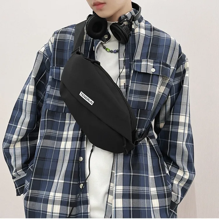 2024 Fashion High Quality Nylon Waterproof Large Capacity Chest Bag Solid Color Japanese Simple Casual All-match Messenger Bag