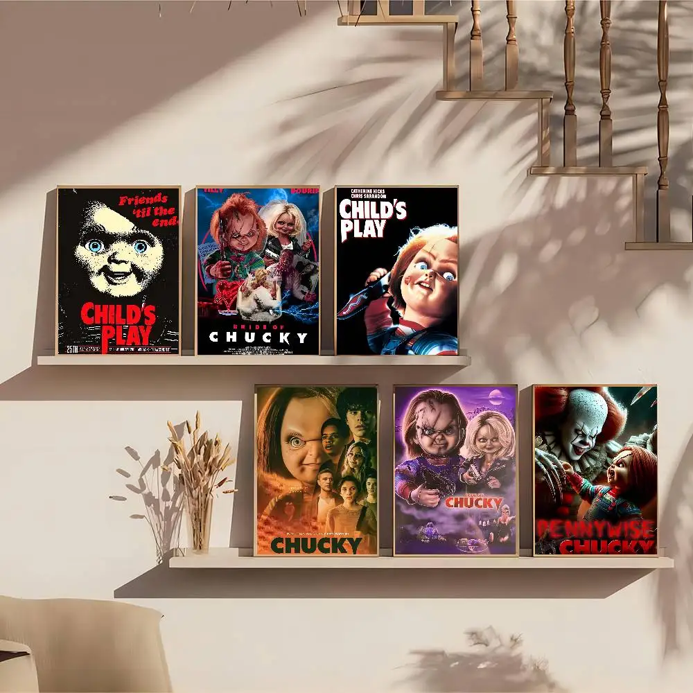 1 قطعة فيلم الرعب الكلاسيكي تشاكي الطفل اللعب دمية المشارك لزجة جدار الفن الطباعة غرفة المعيشة المنزلي غرفة نوم بار ديكور جمالي