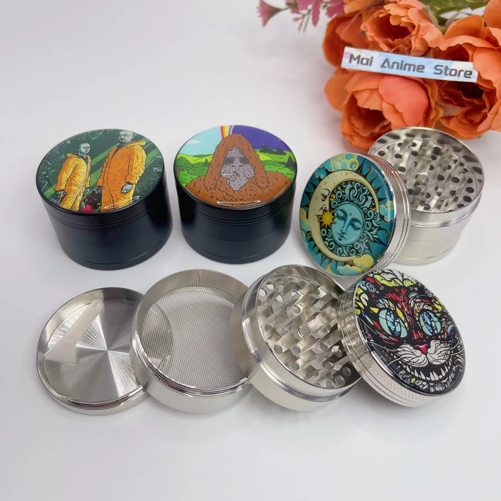 2inch Cartoon Herb Grinder Metal Pestle Mortar Spice Mill Manual 4-layer Salt Pepper Grass Tobacco Grinder Smoke Cigarette Tool